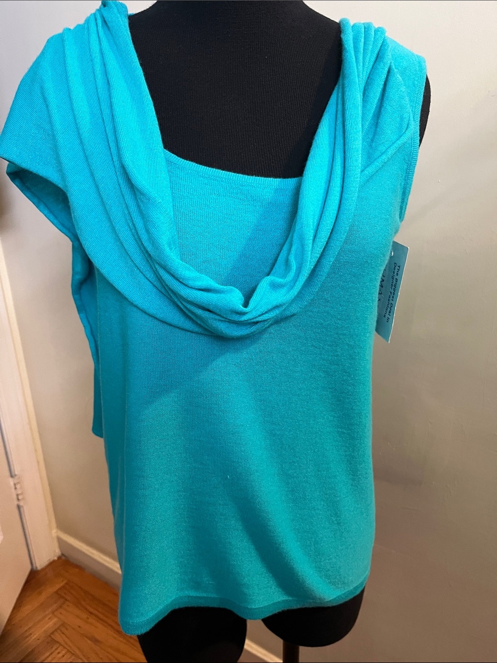 Women’s Cowl Neck Sweater Tank - Turquoise